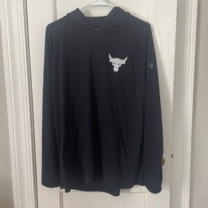 Under Armour x Project Rock Men Sweatshirt Large Black Hoodie Logo HeatGear